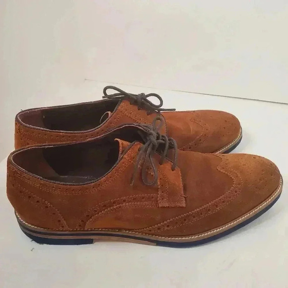 Ted Baker Brown Perforated Leather Wingtip Lace Up Shoes 10 - Picture 5 of 10